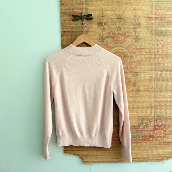 Everlane The Shrunken Pink Cashmere Long Sleeves Mock Neck Sweater - Picture 7 of 8